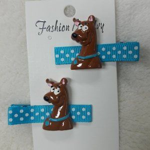 Blue Brown Grosgrain Ribbon Character Double Prong Alligator Hair Clip